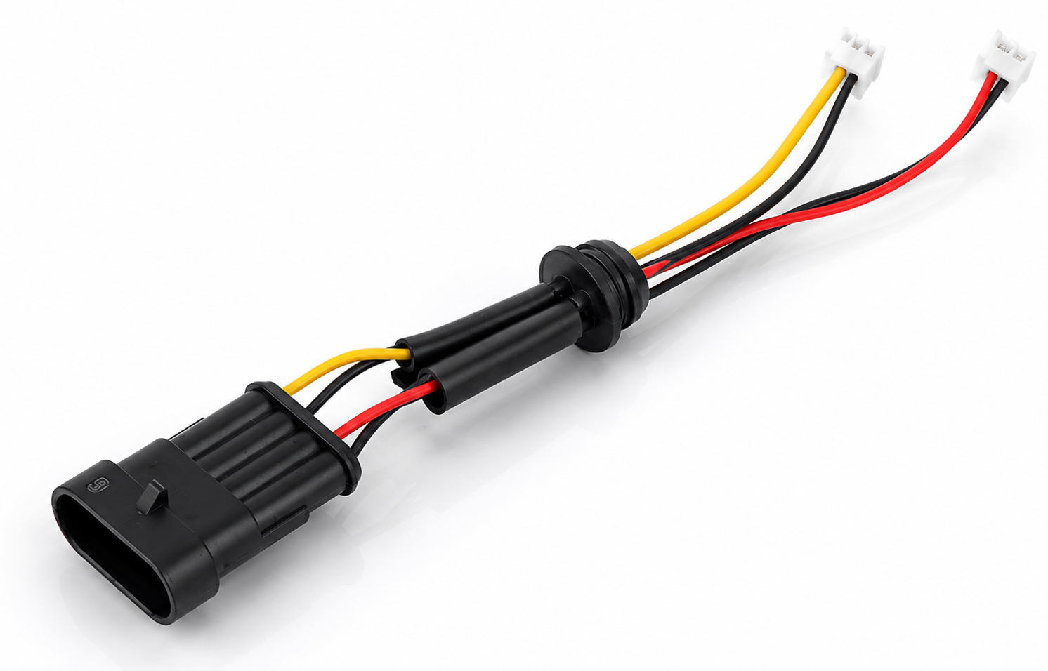 LED 4-bulb strip with white KET connector and heat shrink tubing