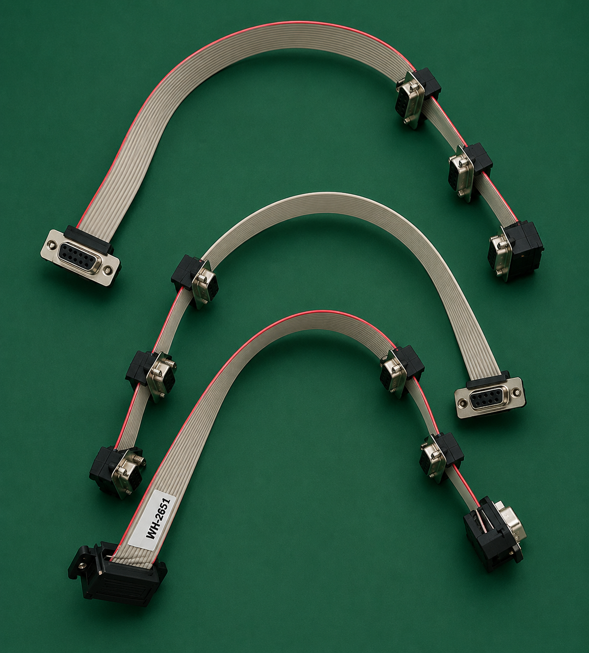 Ribbon cable family — orderly lineup of different length variants