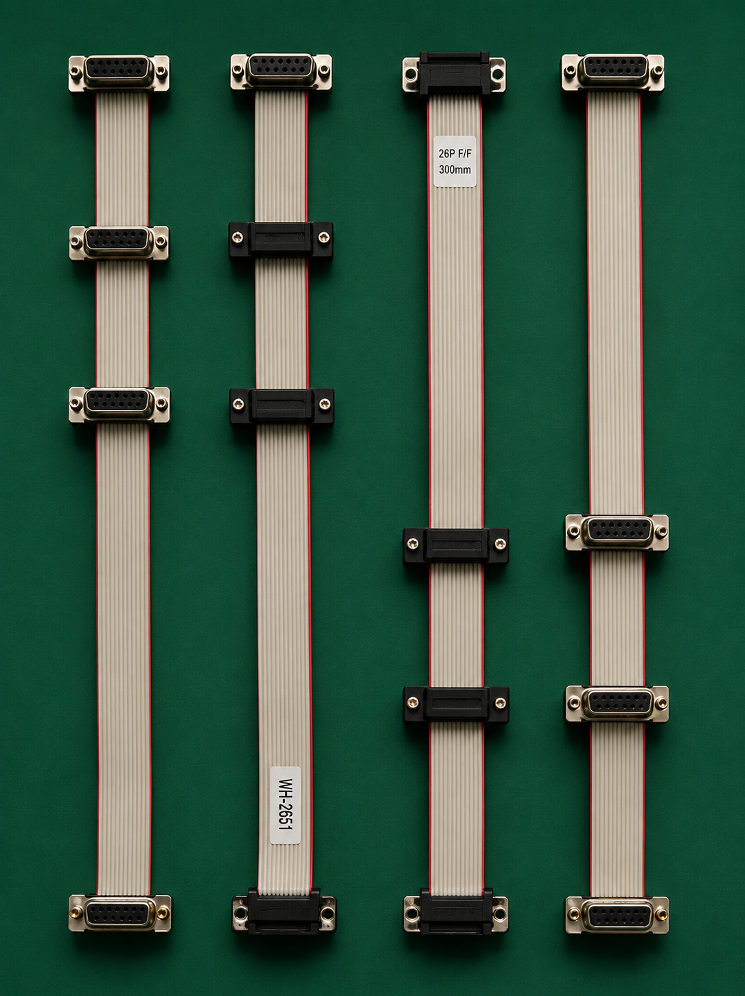 Ribbon cables with mixed IDC and D-Sub terminal combinations