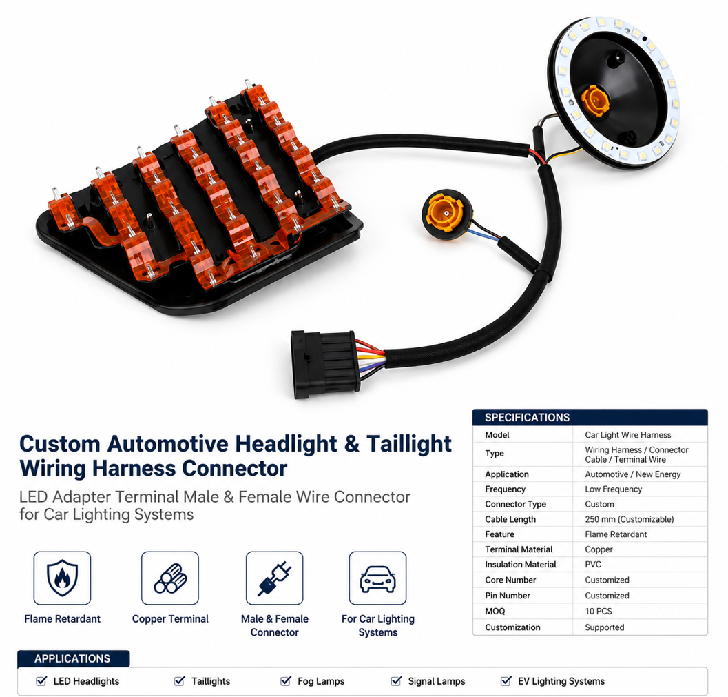 Custom Headlight Connector — LED adapter · male/female terminal