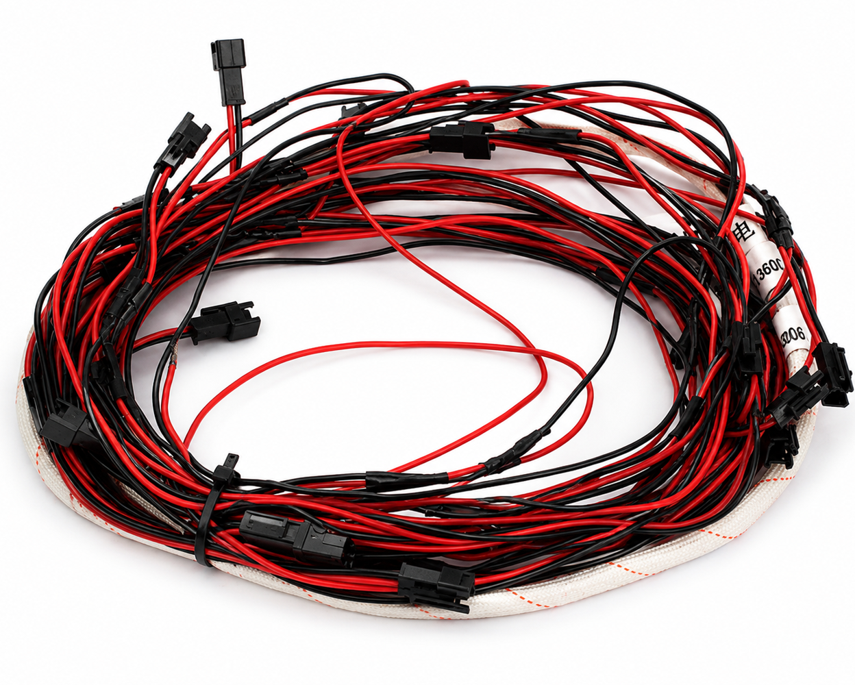 Corrugated tube sleeved adapter harness — version A