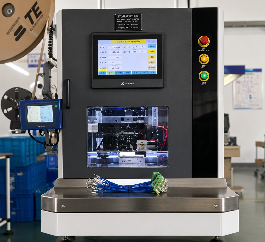 Automatic wire cutting and stripping machine for cable assembly
