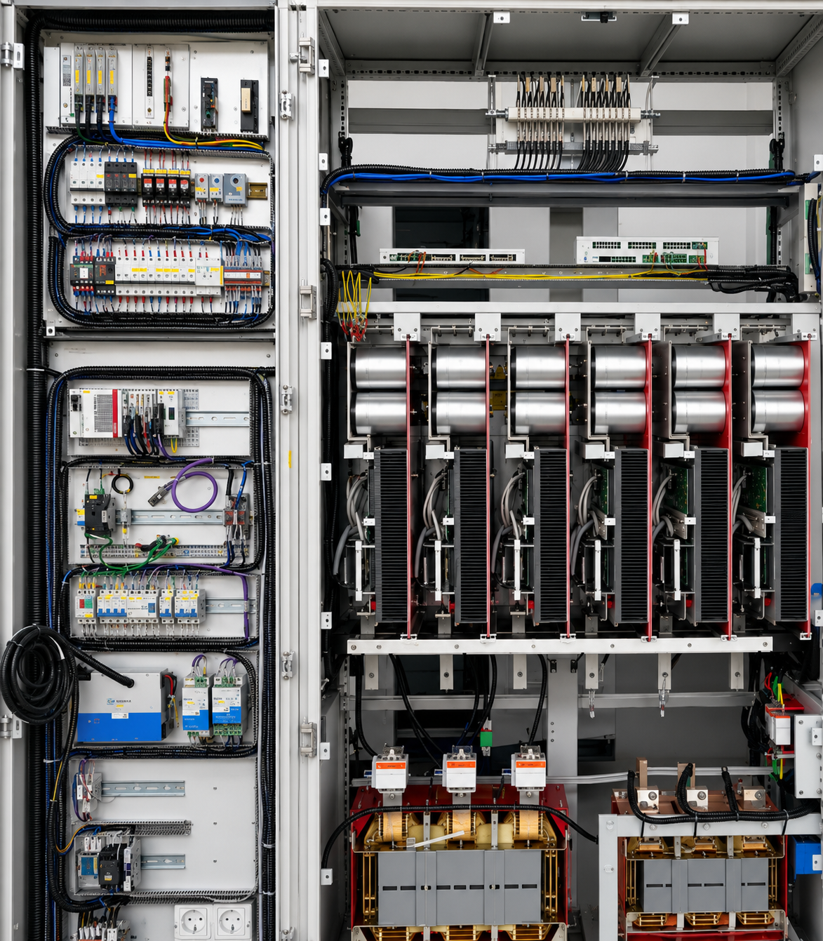 Energy storage cabinet installation — battery storage system with HV cables