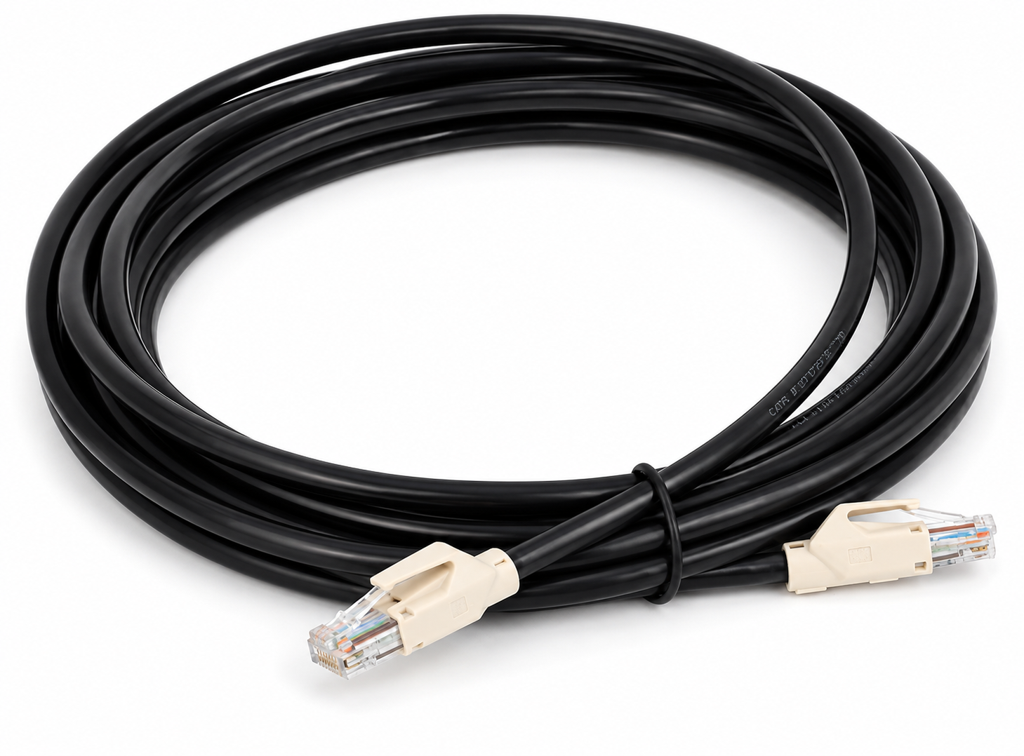 Shielded RJ45 communication cable for ATM terminal-to-host data link