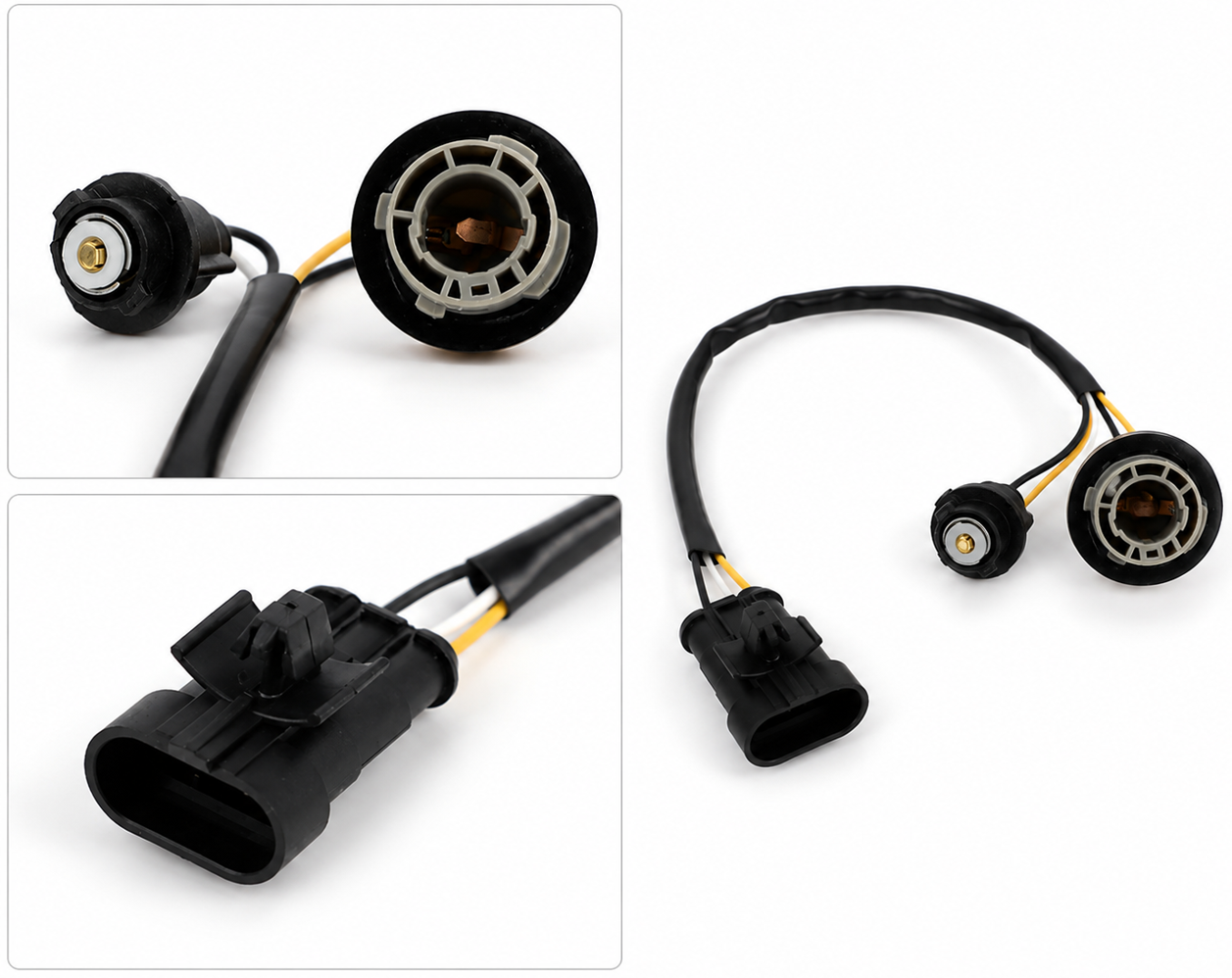 Black AMP connector with yellow bulb socket