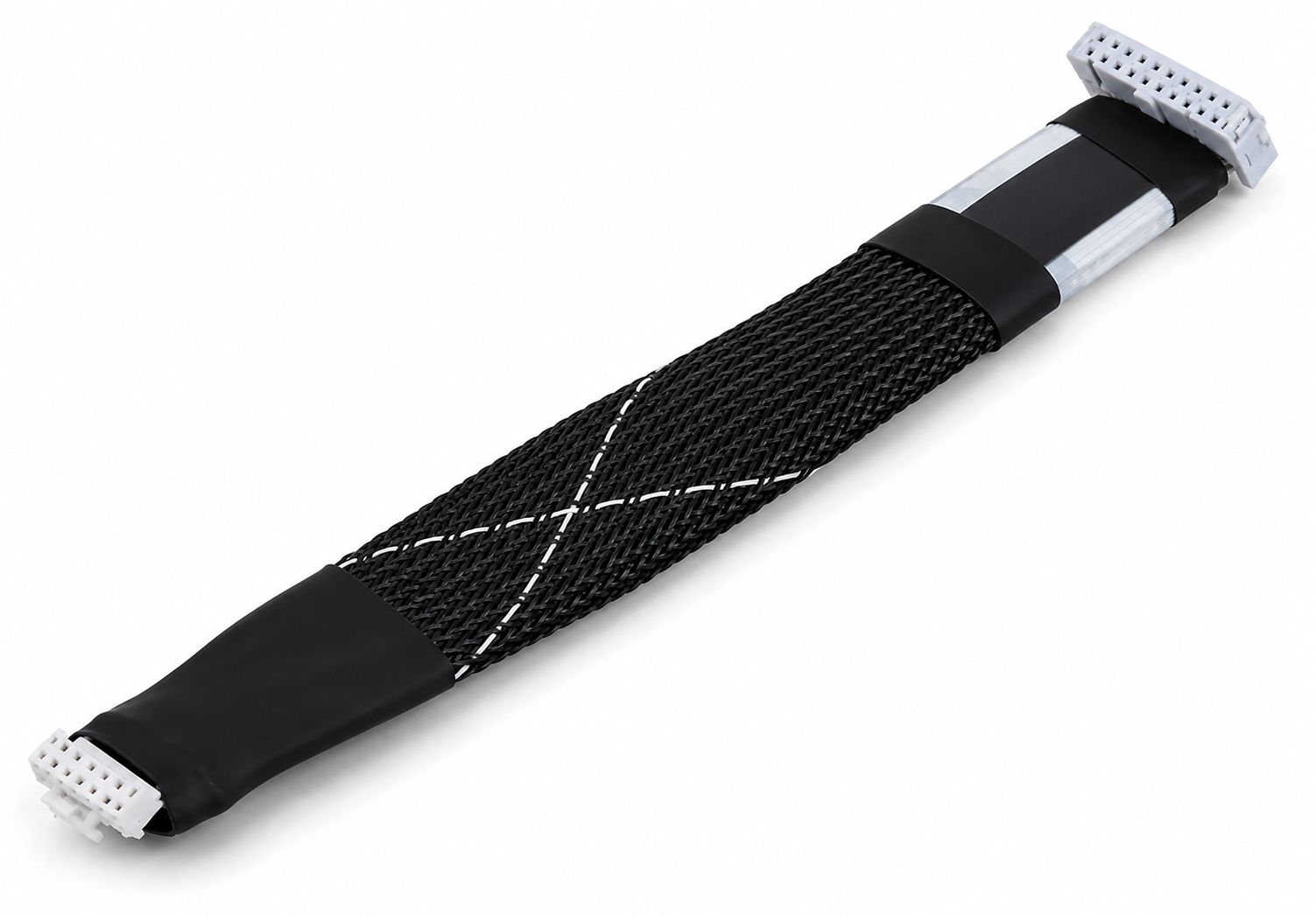 Flat braided sleeve harness with 14-pin IDC connectors