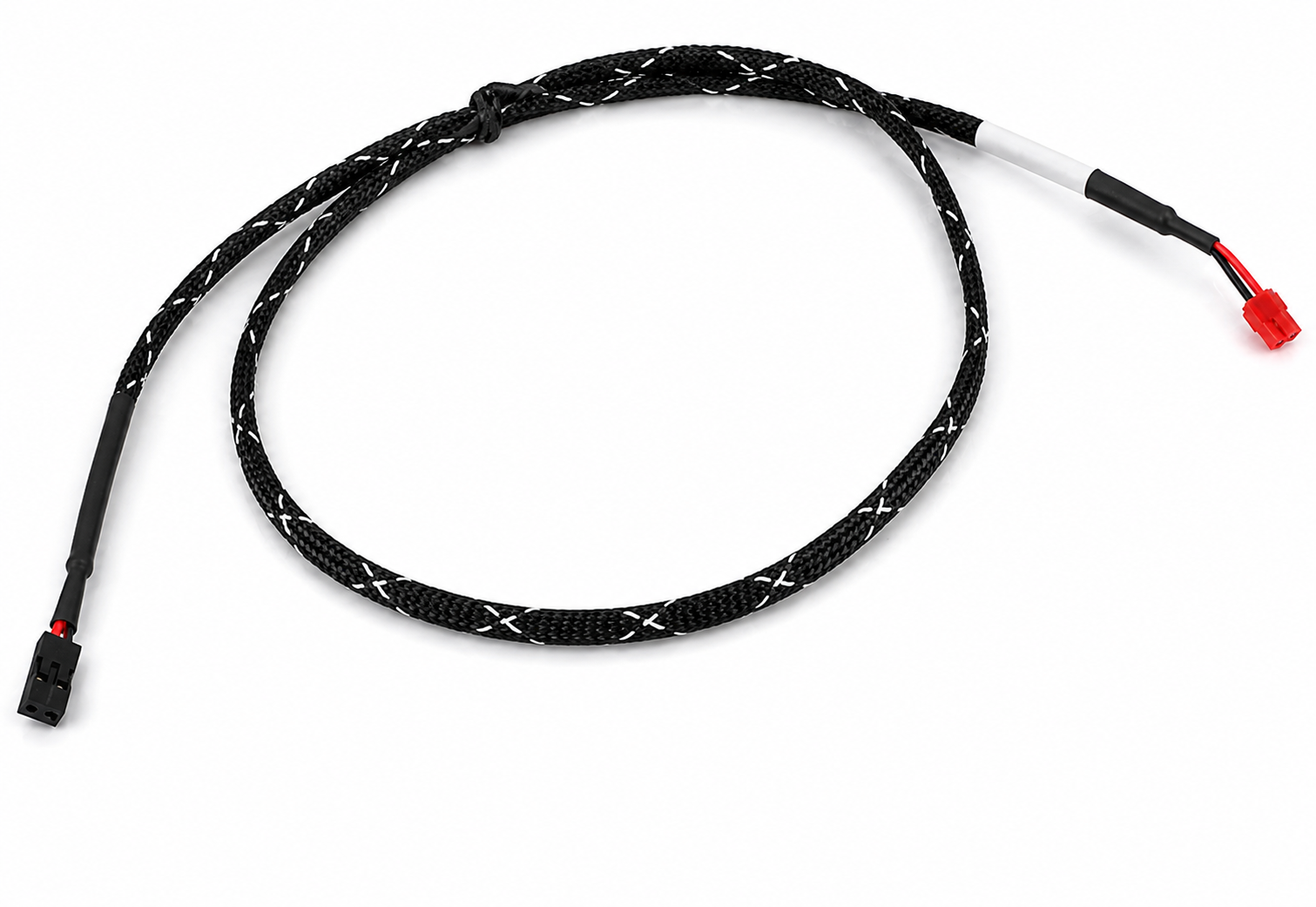 Round braided signal cable with JST red terminal connector