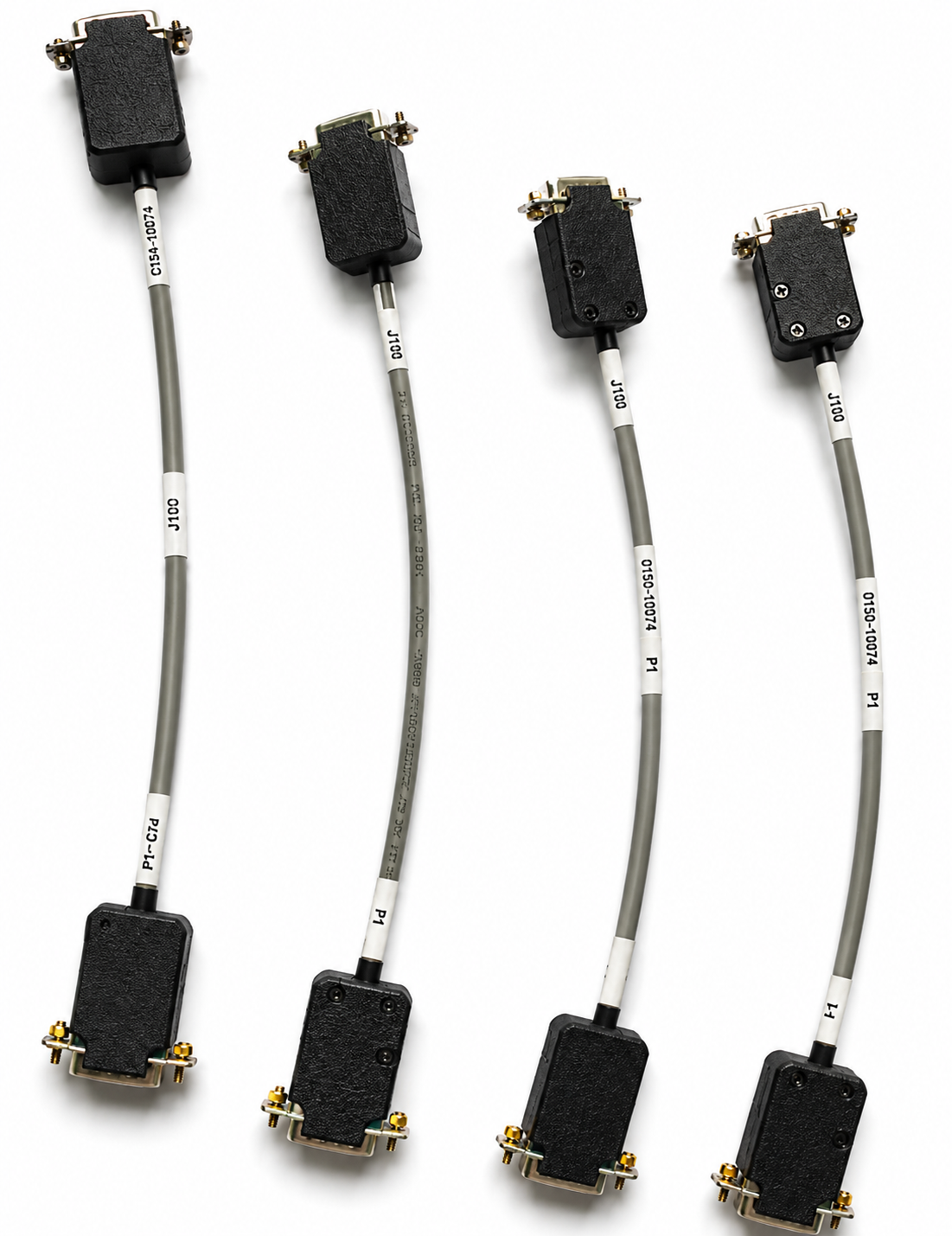 Gold-plated D-Sub male and female connector stack close-up