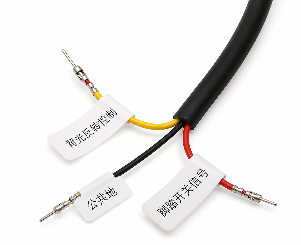 4-pin white plastic connector with multi-color wiring